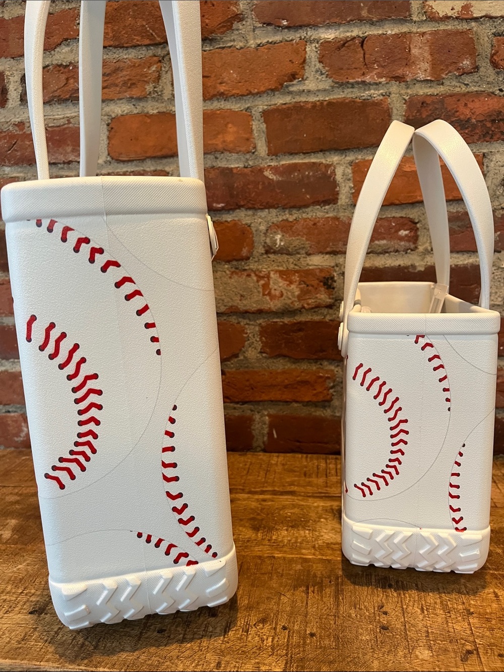 BOGG BAG White Tote with Red Baseball Stitch Accents - Picture 3 of 8